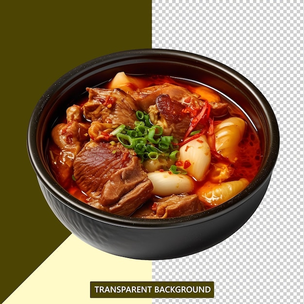 PSD gamjatang korean food or pork spine stew transparent food png