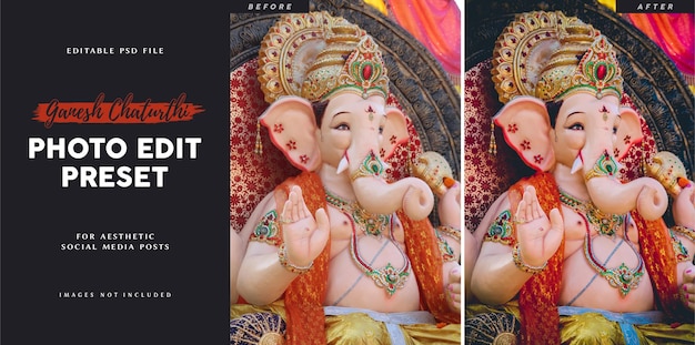 Ganesh chaturthi photo edit preset filter for pandal banner hoarding advertising