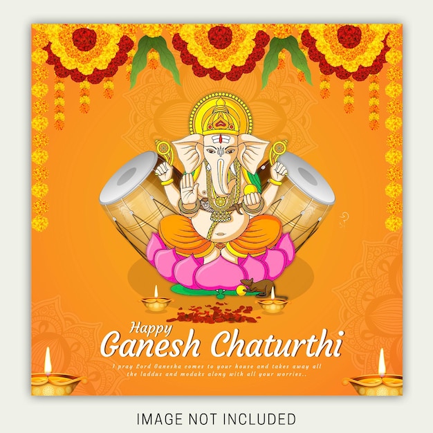 PSD ganesh chaturthi social media template design