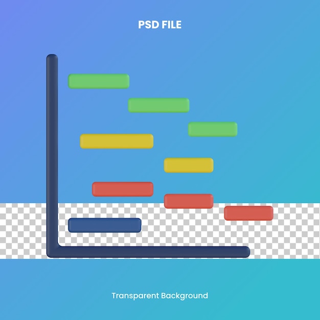 gantt chart 3d rendering icon illustration pdf file analytics