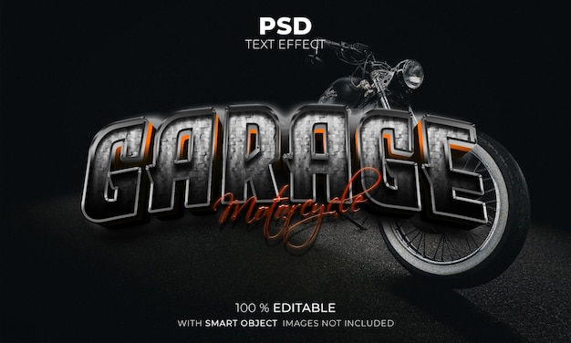 PSD garage motorcycle 3d editable text effect