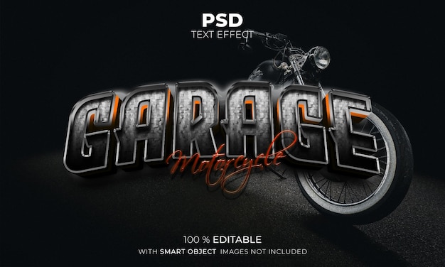 Garage motorcycle 3d редактируемый текстовый эффект