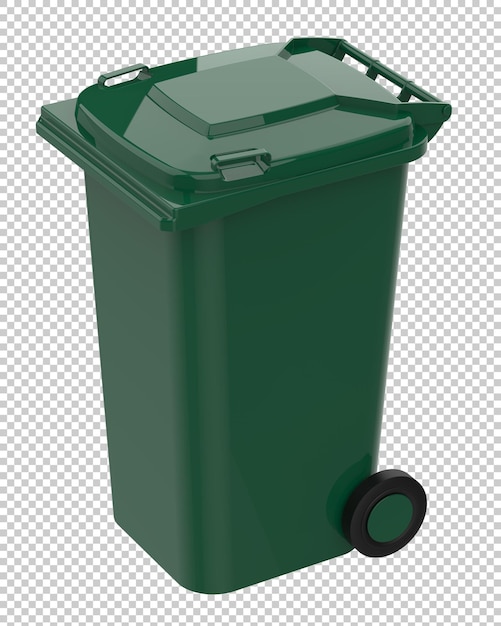 PSD garbage bin isolated on transparent background 3d rendering illustration