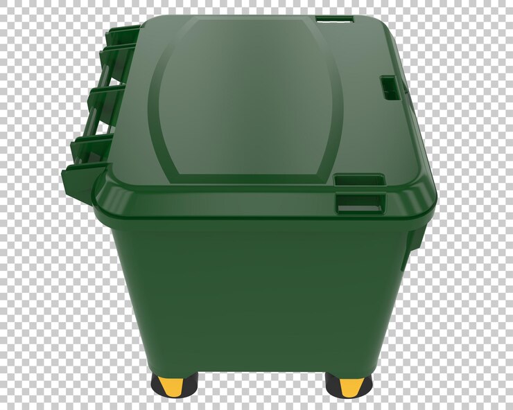 PSD garbage bin isolated on transparent background 3d rendering illustration