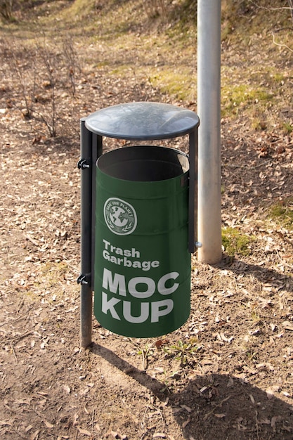 PSD garbage bin outside in public