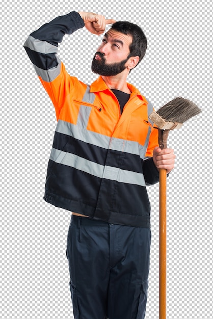 PSD garbage man thinking