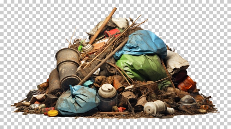 PSD garbage waste isolated on transparent background