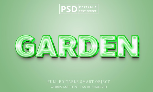 Modello premium psd effetto stile testo 3d giardino