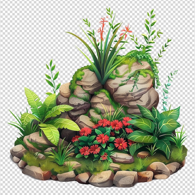 PSD garden assets isolated on transparent background