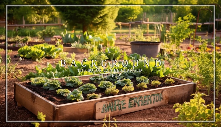 PSD garden bed with green lettuce plants