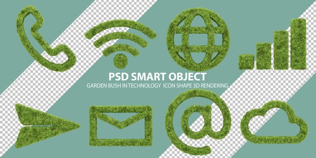 Garden bush in technology icon shape 3d rendering of isolated objects