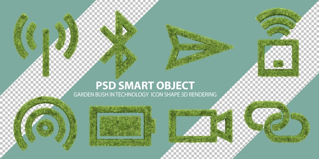 Garden bush in technology icon shape 3d rendering of isolated objects