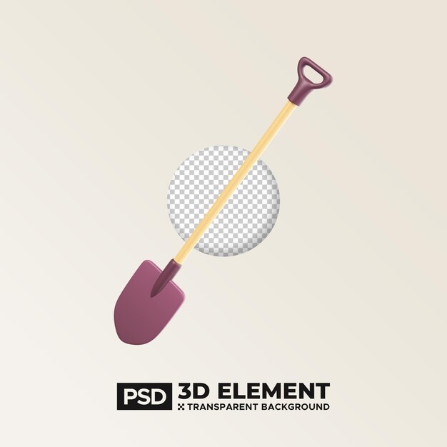 PSD icona dell'oggetto 3d di una pala da giardino o da costruzione illustrazione di strumenti da giardino e da costruzione