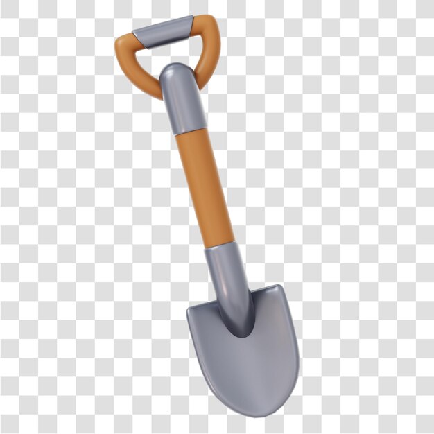 Garden hoe 3d icon rendering isolated transparent background