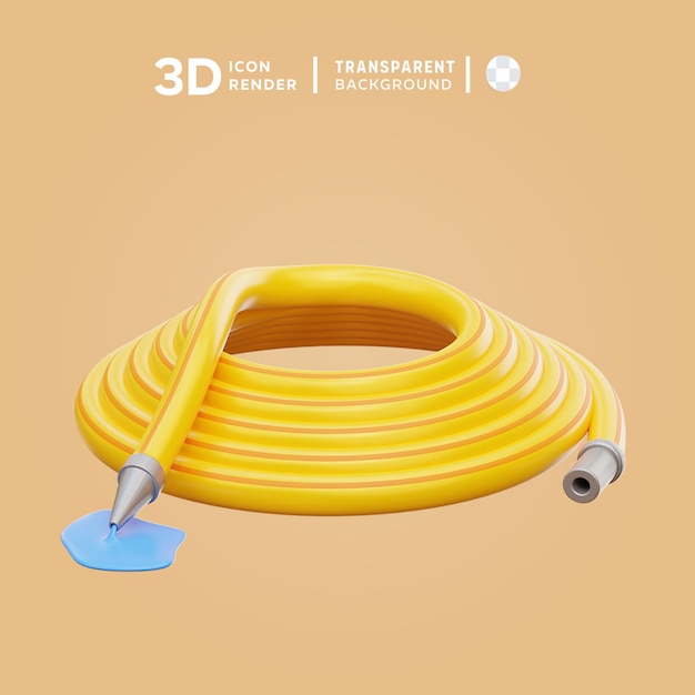 PSD garden hose 3d illustration rendering 3d icon colored isolated