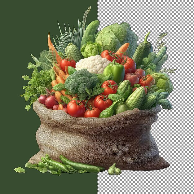 PSD garden's bounty in a bag png