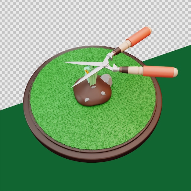 Garden shears 3d agriculture illustrations