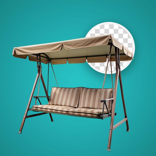 Garden swing chair with canopy isolated on transparent background