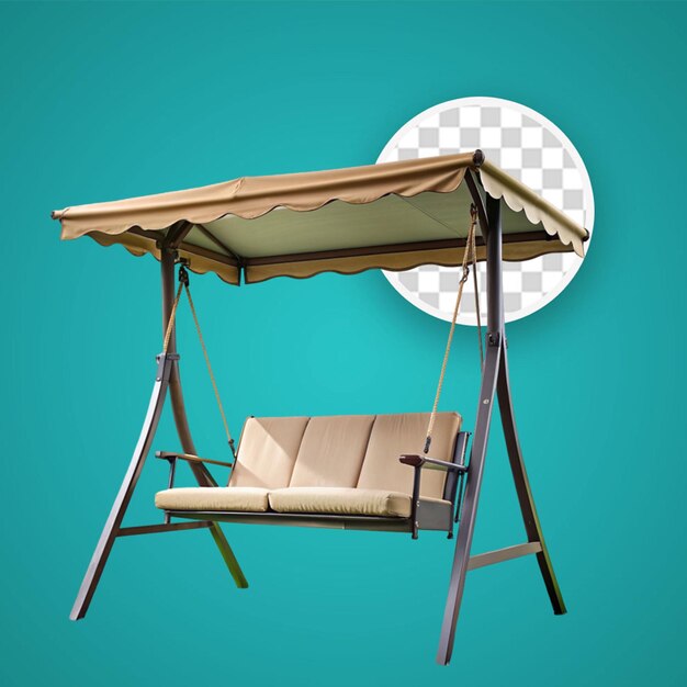 Garden swing chair with canopy isolated on transparent background