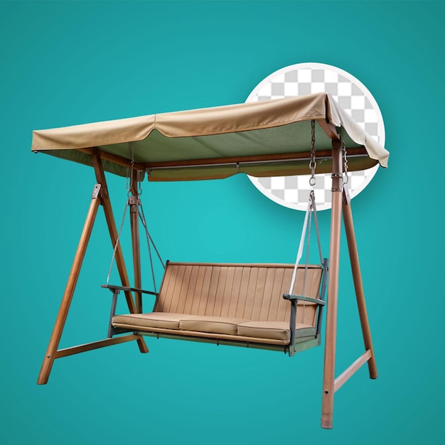 PSD garden swing chair with canopy isolated on transparent background