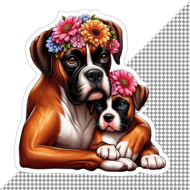 Garden of tails playful pup with dog mom sticker