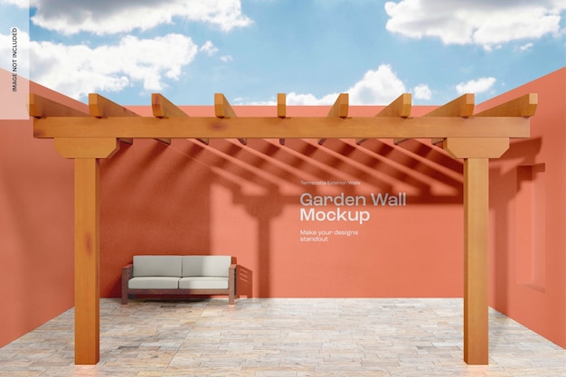 PSD garden wall mockup, front view