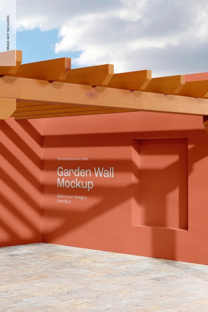 Garden wall mockup, perspective