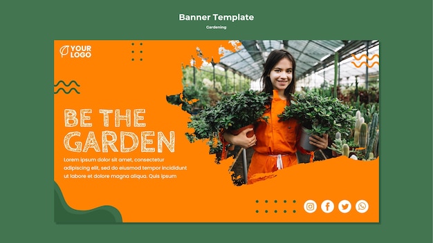 PSD gardening concept banner template