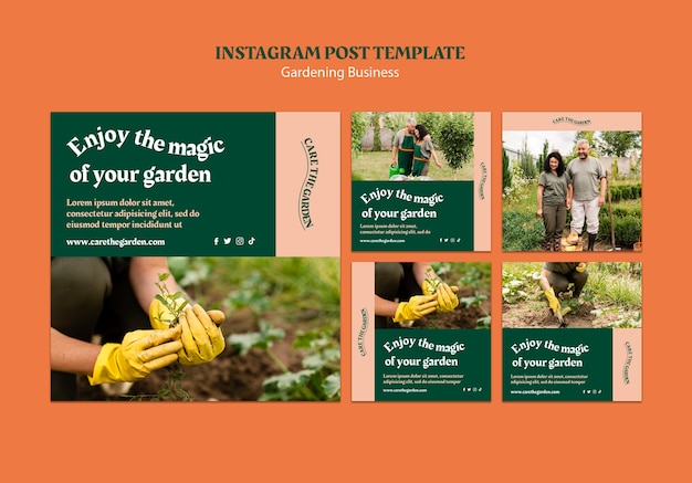 Gardening instagram posts template design