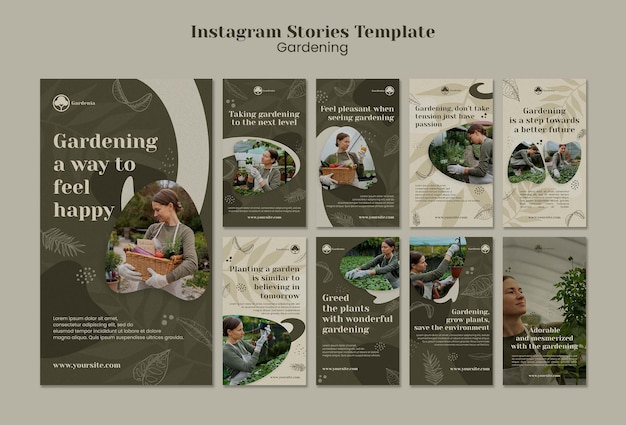 Gardening instagram stories template design