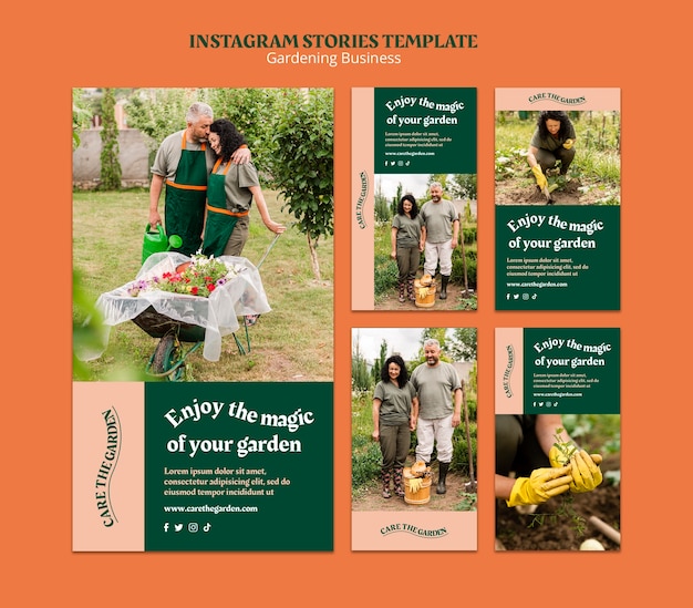 PSD gardening instagram stories template design