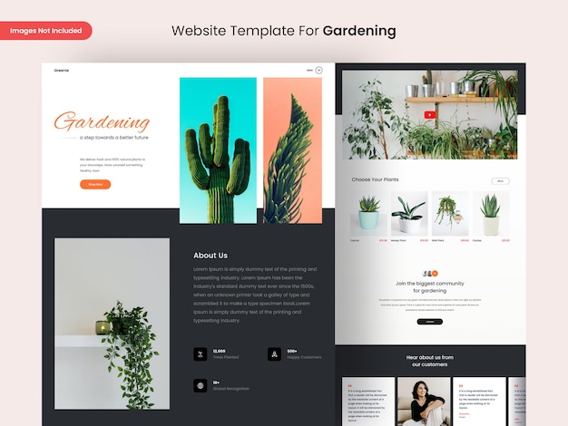 Modello di progettazione della pagina del sito web di giardinaggio