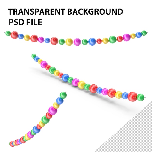 PSD garland of colourfull glass balls png