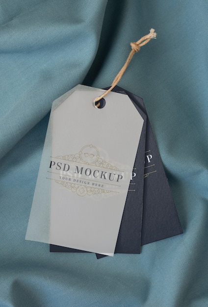 Garment hang label tag mockup