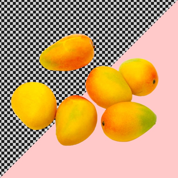 garstka mango na różowym tle