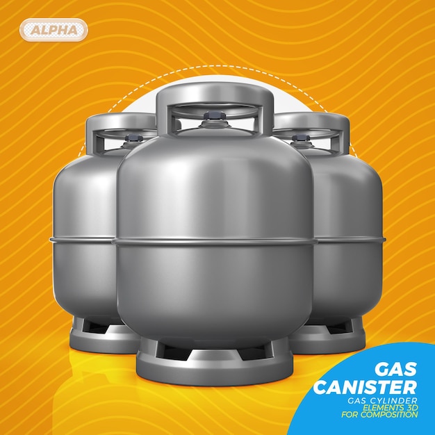 Gas cylinder in 3d rendering isolated