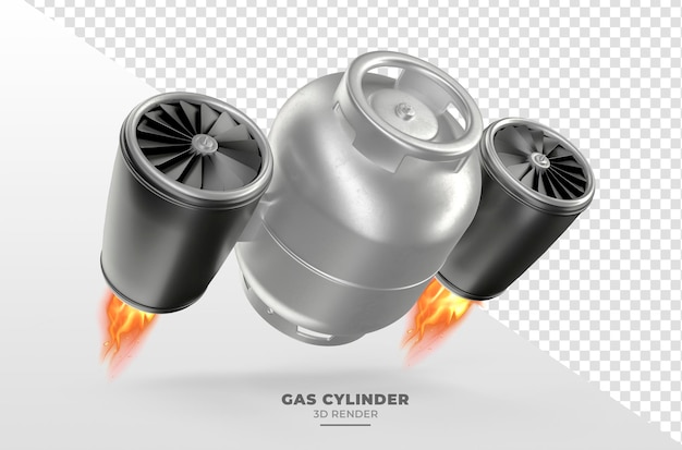 Bombola di gas isolata su sfondo trasparente in rendering 3d realistico