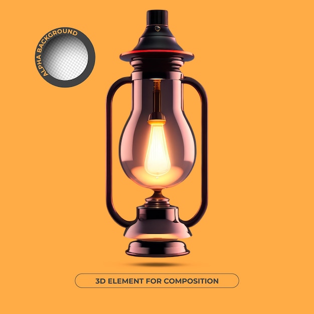 PSD gas lamp 3d element for composition