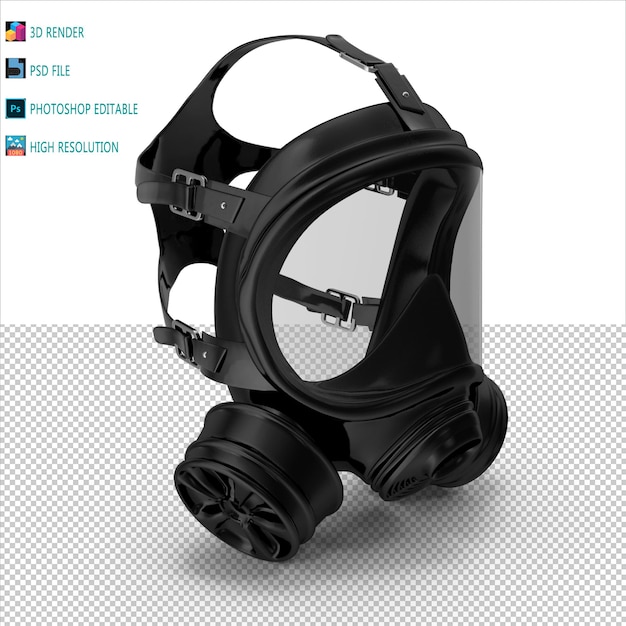 PSD gas mask 3d render psd