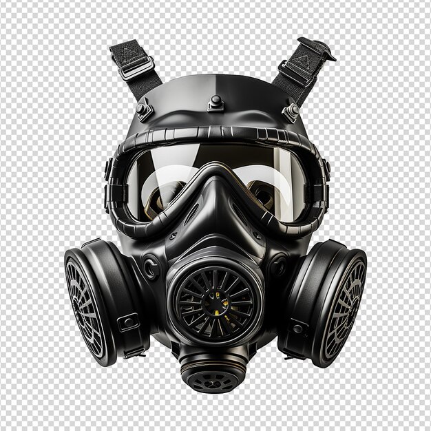 PSD gas mask up close isolated on transparent background