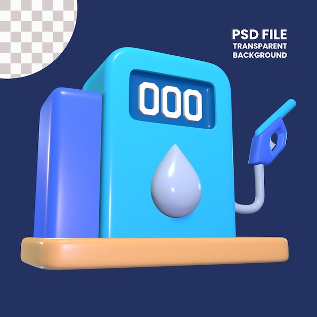 ガソリンスタンド 3D イラストアイコン