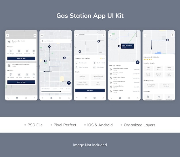 PSD gas station app ui kit