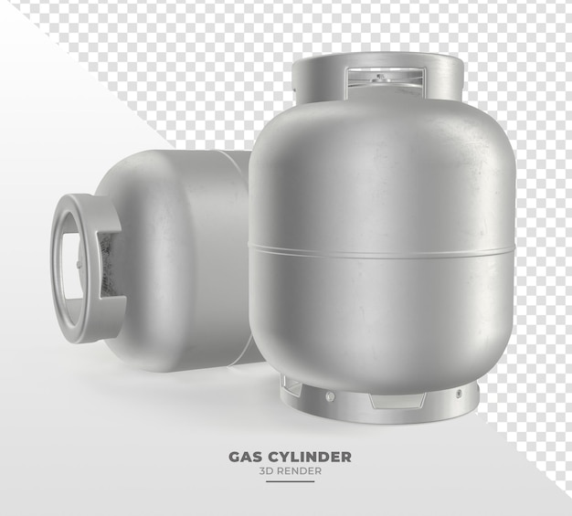 Gassflaske isolert på gjennomsiktig bakgrunn i realistisk 3D-rendering