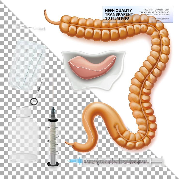 PSD gastric lavage kits used to clean out the contents of the stomach on transparent background