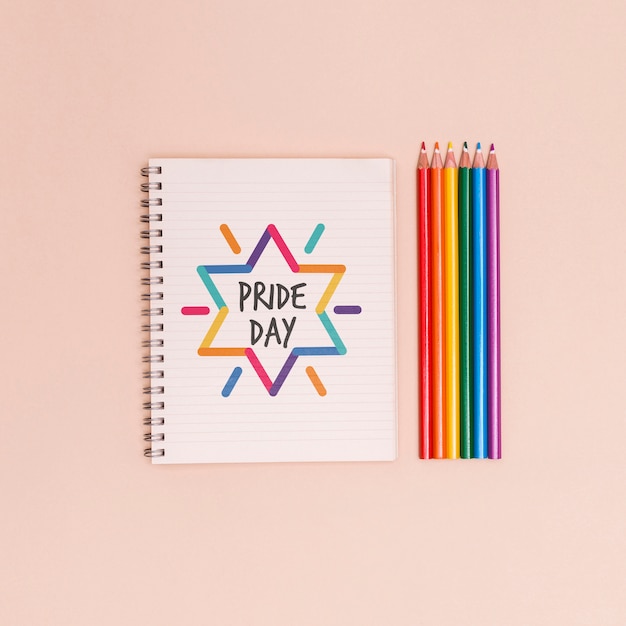 Gay pride background with colored pencils