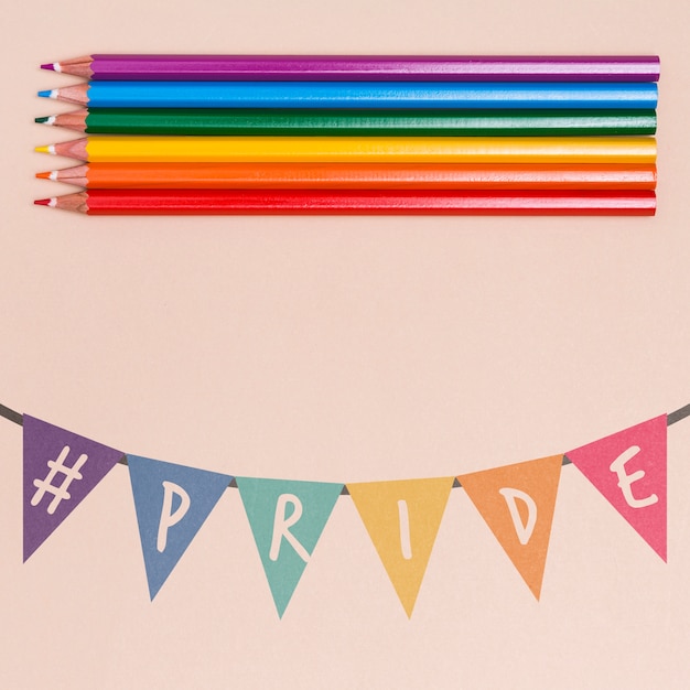 PSD gay pride background with colored pencils