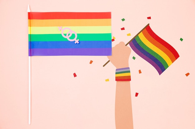 PSD gay pride background with the rainbow flag