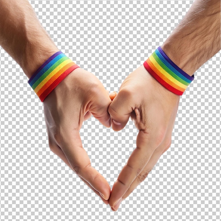 PSD gay pride maand concept hand msking een hart teken png