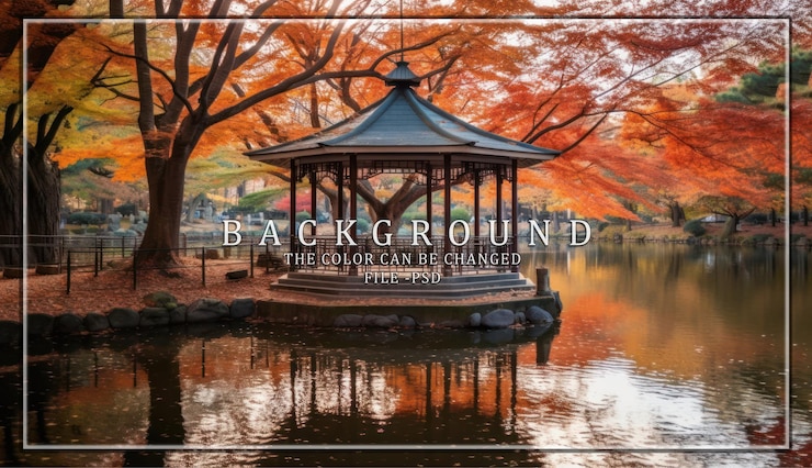 PSD 秋の公園のガゼボ