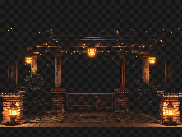 PSD a gazebo with lights on the top